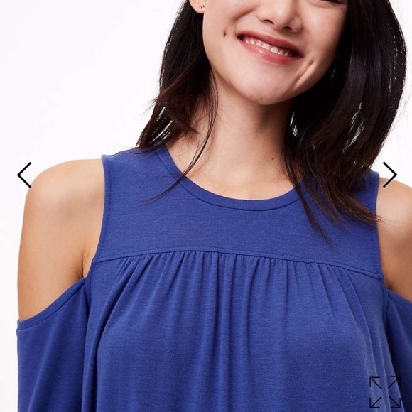 NWT!! Ann Taylor LOFT Shirred Cold Shoulder Top - Picture 2 of 4
